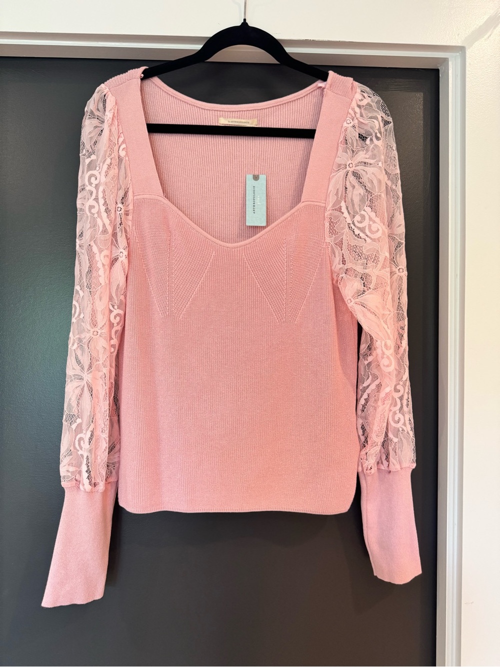 NWT Anthropology Lace-Sleeve Knit Top